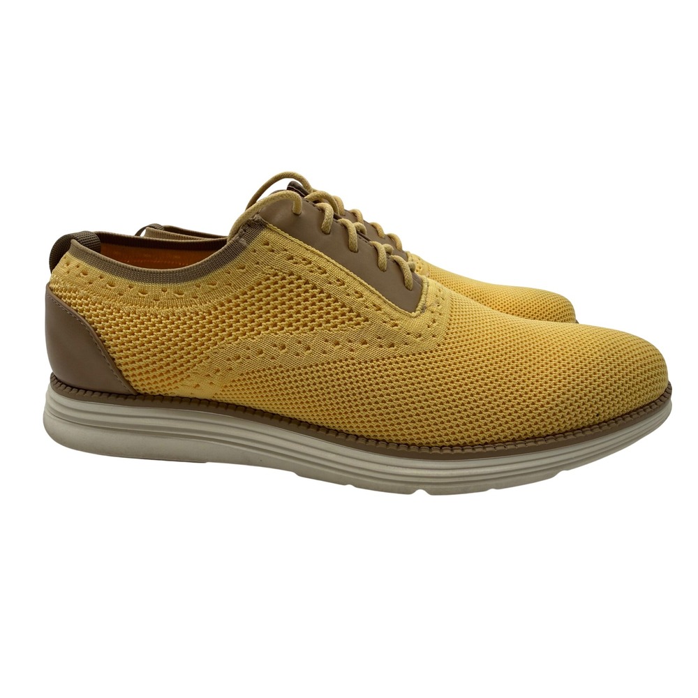 Brooklyn 718 Knit Oxford Shoes Mens 8.5 Yellow Excellent Wingtip Sneakers